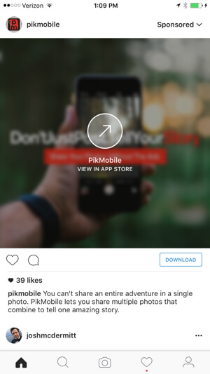 Instagram sponzorirani oglas